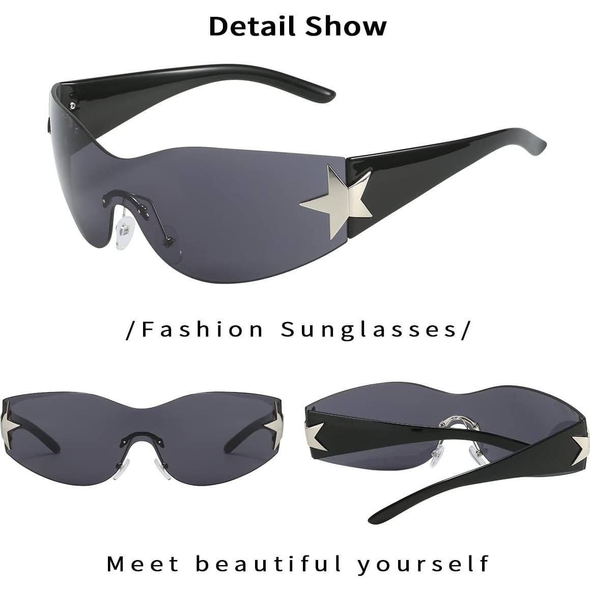 Gafas de sol Y2K Trendy sin montura para hombres y mujeres