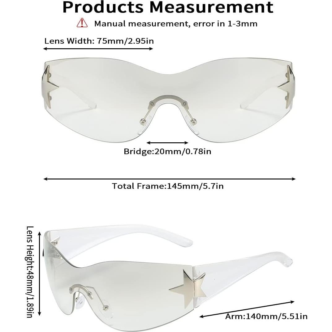 Gafas de sol Y2K Trendy para hombres y mujeres sin montura