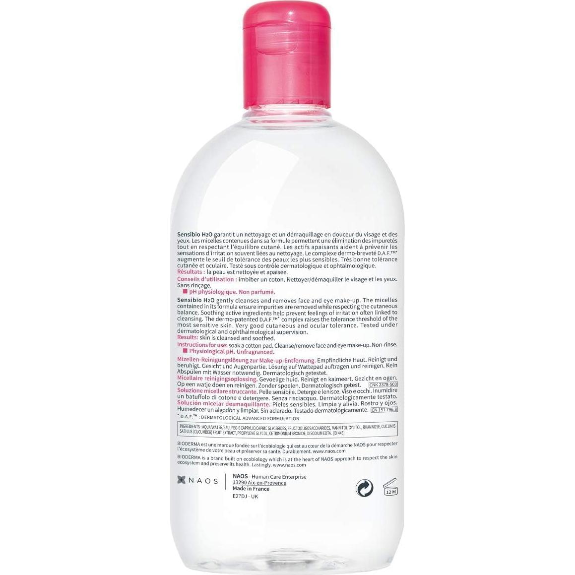 Agua Micelar Bioderma Sensibio 493 ml Limpiador Facial