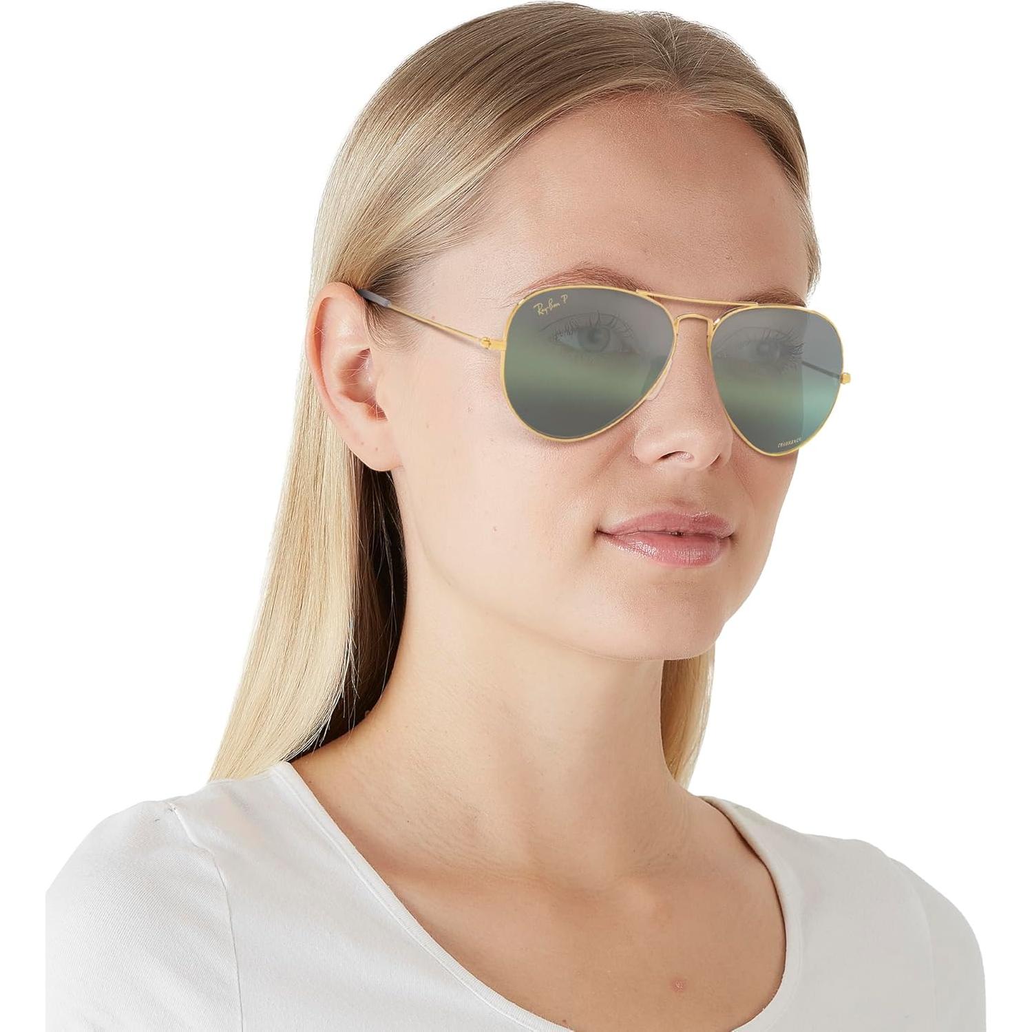 Gafas de Sol Ray-Ban Aviador Polarizadas 55mm Oro Verde