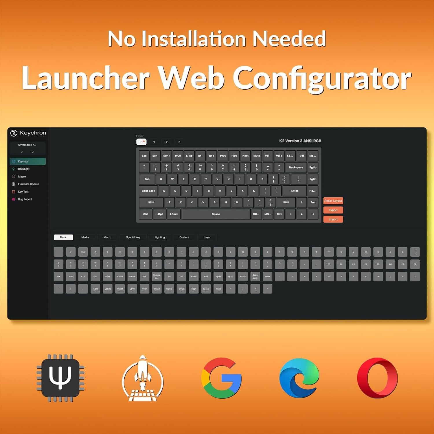 Teclado Mecánico Inalámbrico Keychron K2 75% Rojo RGB PBT