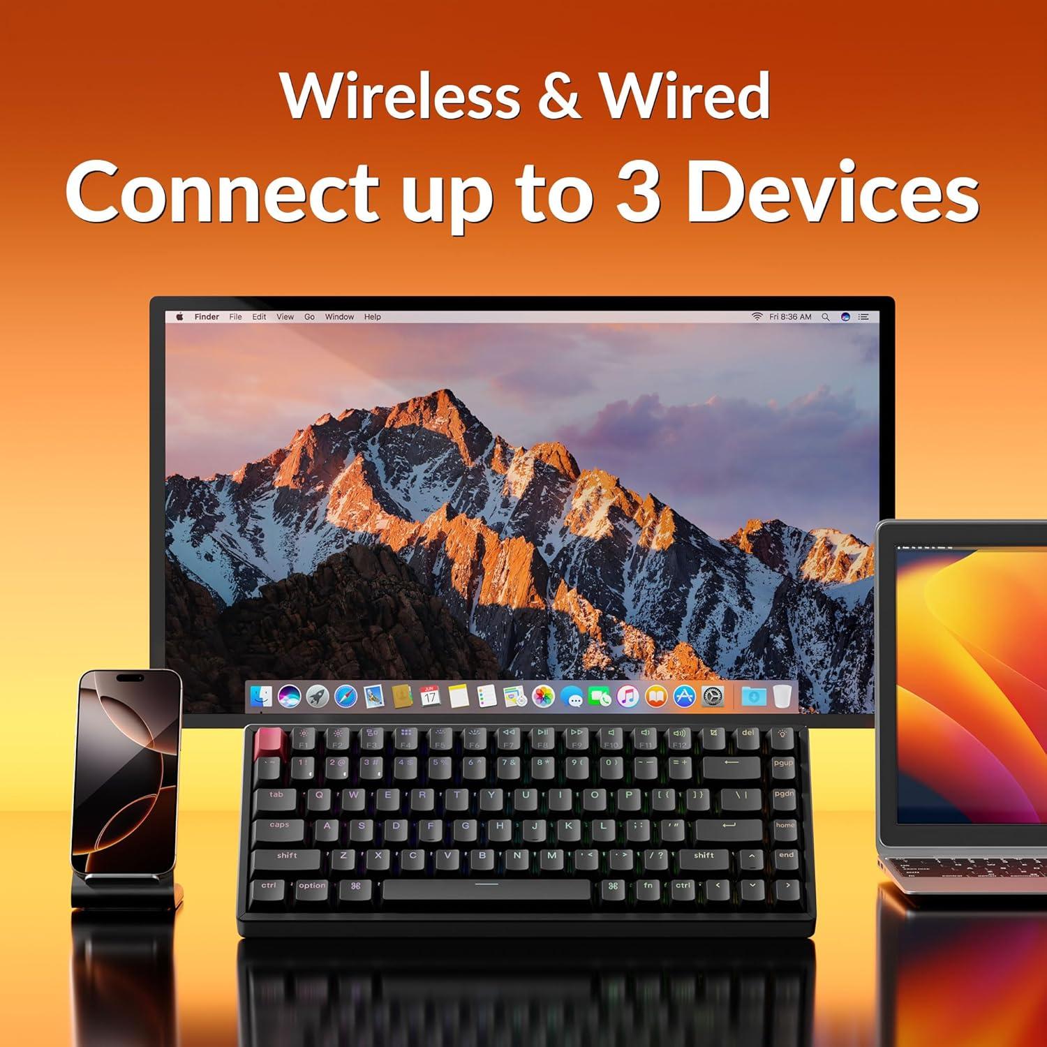 Teclado Mecánico Inalámbrico Keychron K2 75% Rojo RGB PBT