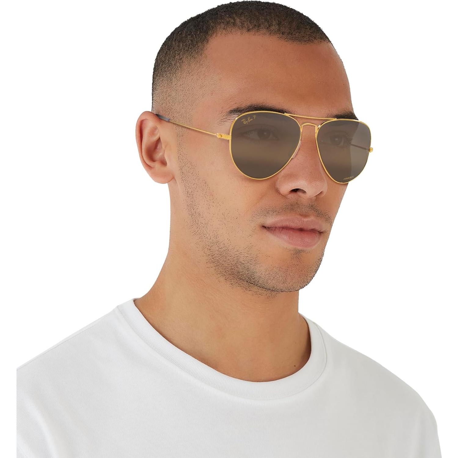 Gafas de Sol Ray-Ban Aviador Polarizadas 55mm Oro