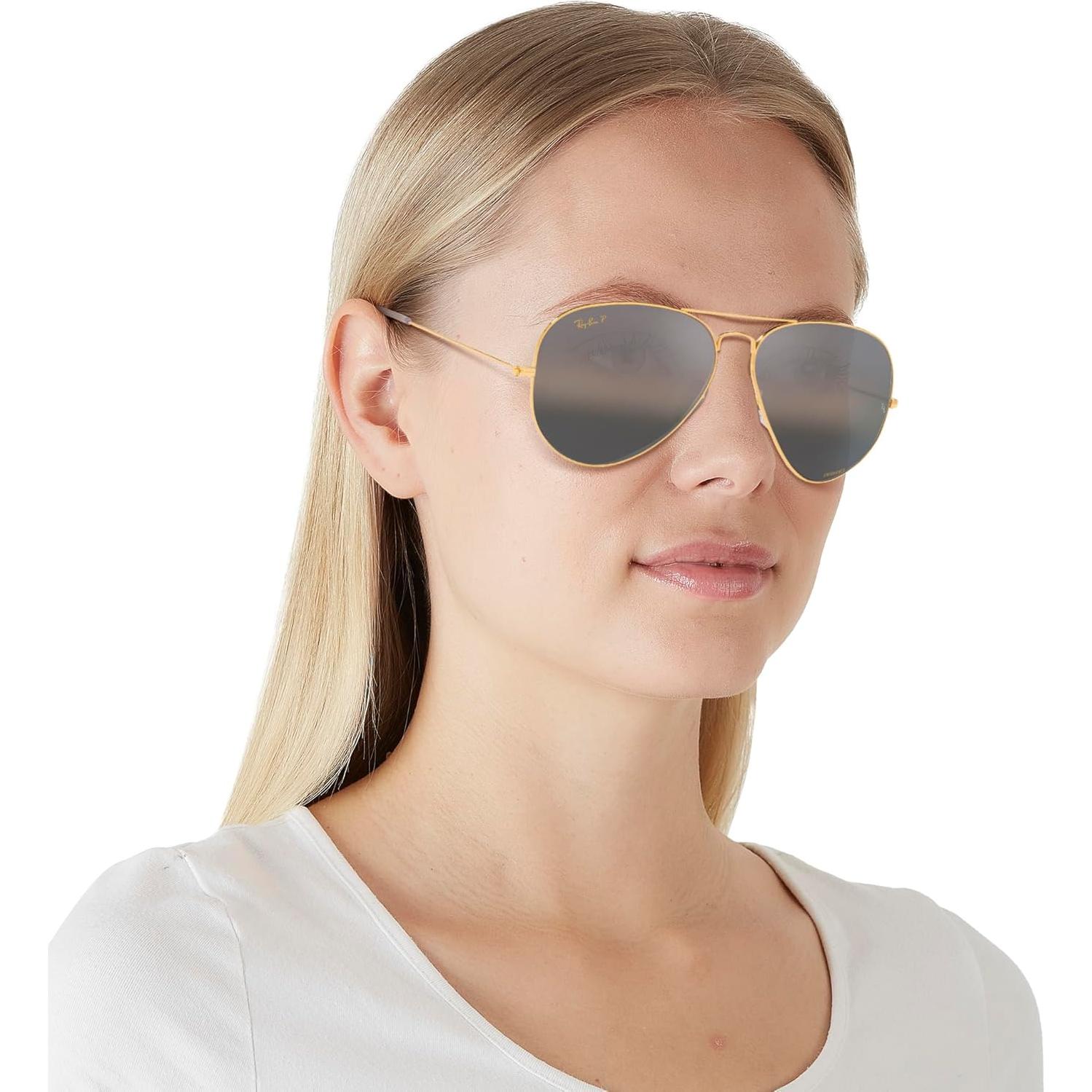 Gafas de Sol Ray-Ban Aviador Polarizadas 62mm Oro Legendario