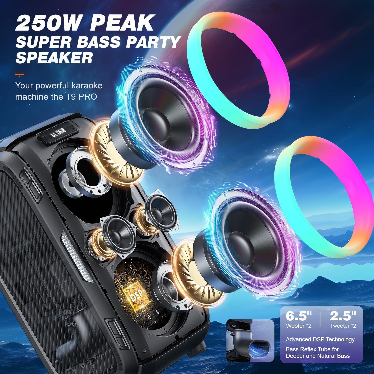 Altavoz Bluetooth W-KING T9 Pro 250W 10.7kg IPX5