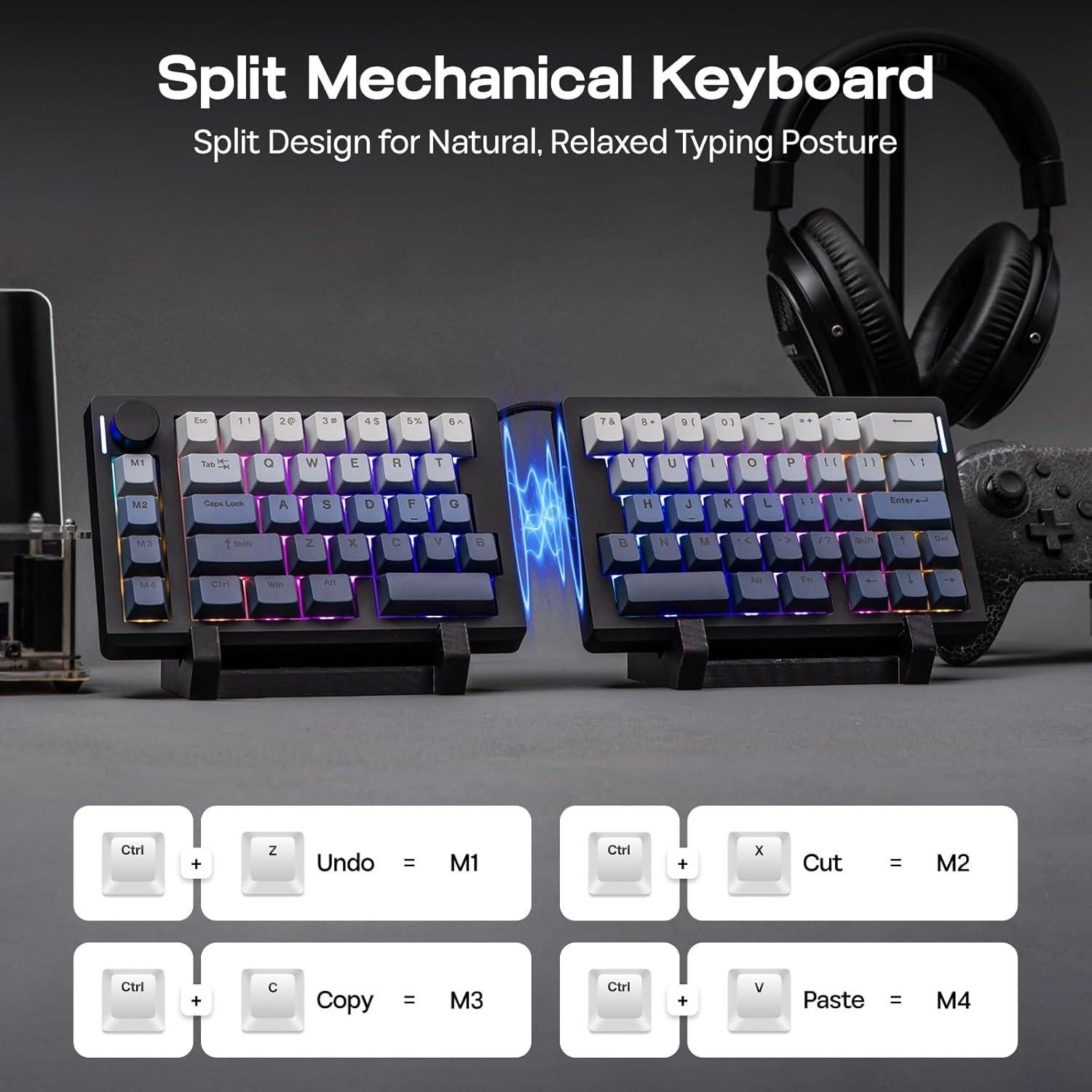 Teclado Ergonómico Inalámbrico EPOMAKER Split70 RGB 70%