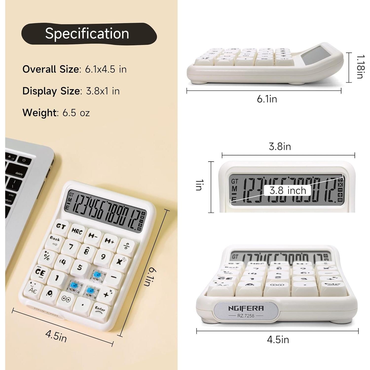 Calculadora Mecánica Exlliy RZ.7258 con Pantalla LCD 12 Dígitos