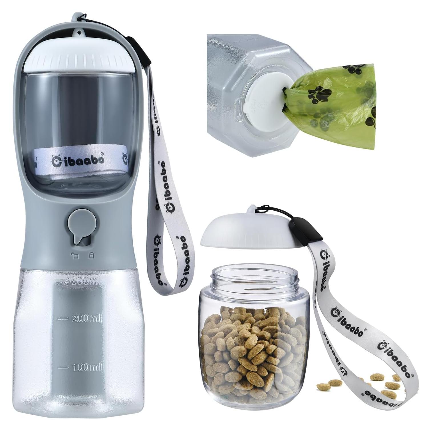 Botella de Agua para Perros Cibaabo 250ml con Comida y Bolsas