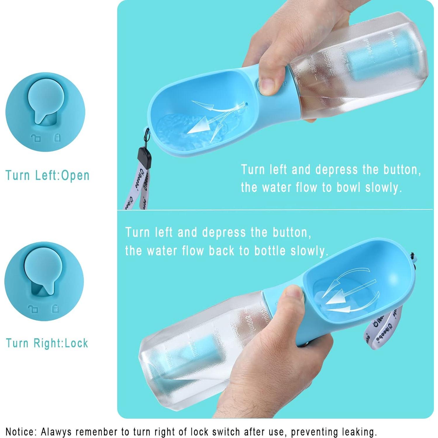 Botella de Agua para Perros Cibaabo 250ml con Comida y Bolsas