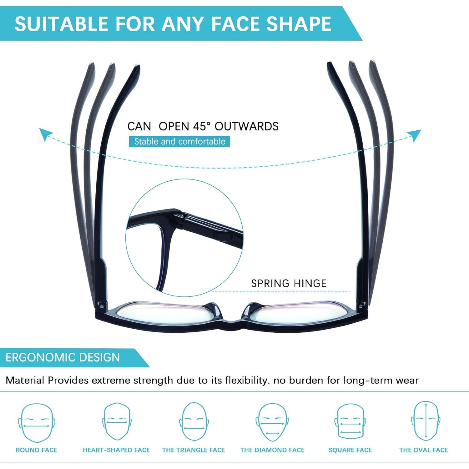 Gafas de Lectura VIDEBLA 5 Pack con Bloqueo Luz Azul 1.5x