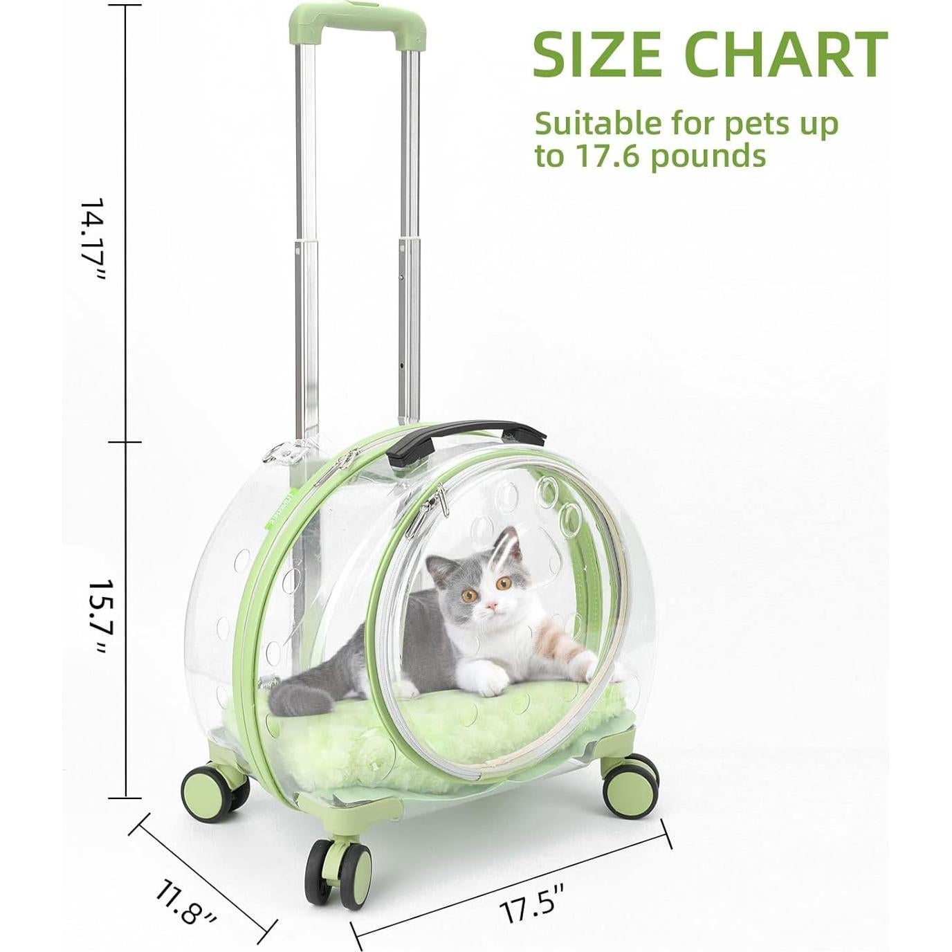 Transportador para mascotas TripleHare G400 Verde con ruedas