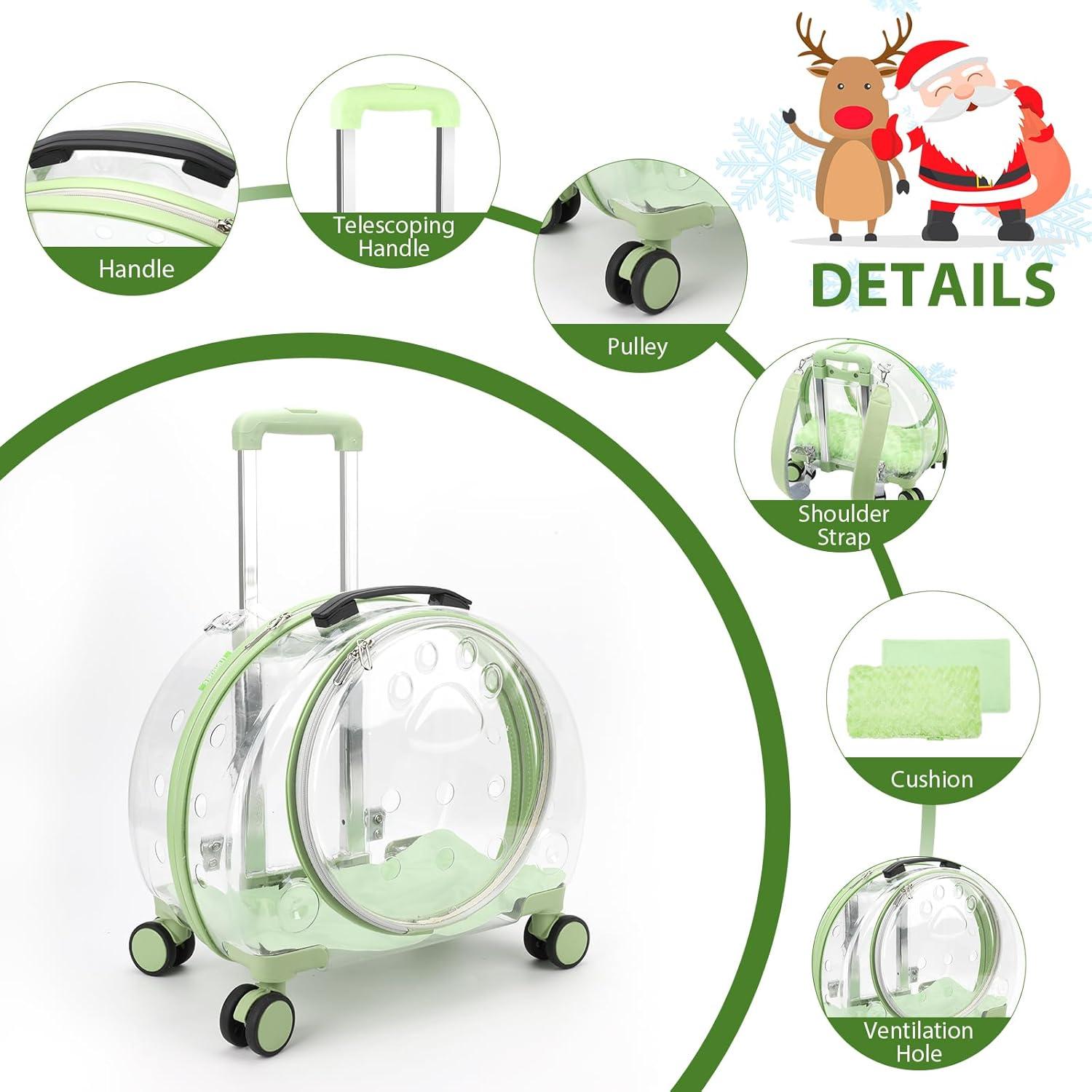 Transportador para mascotas TripleHare G400 Verde con ruedas