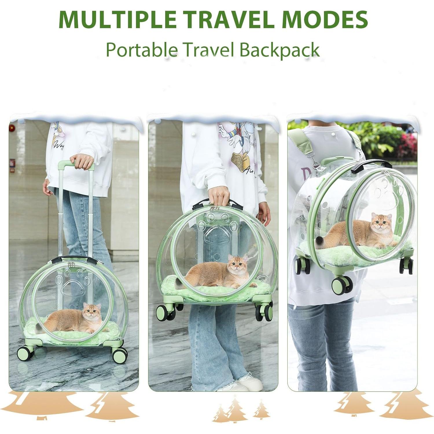 Transportador para mascotas TripleHare G400 Verde con ruedas