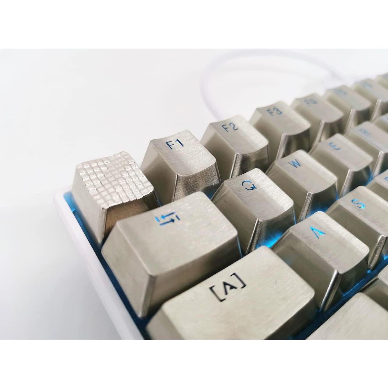 Tecla Mecánica de Metal Tiansheng 1u R4 Estilo Diamante Plateada