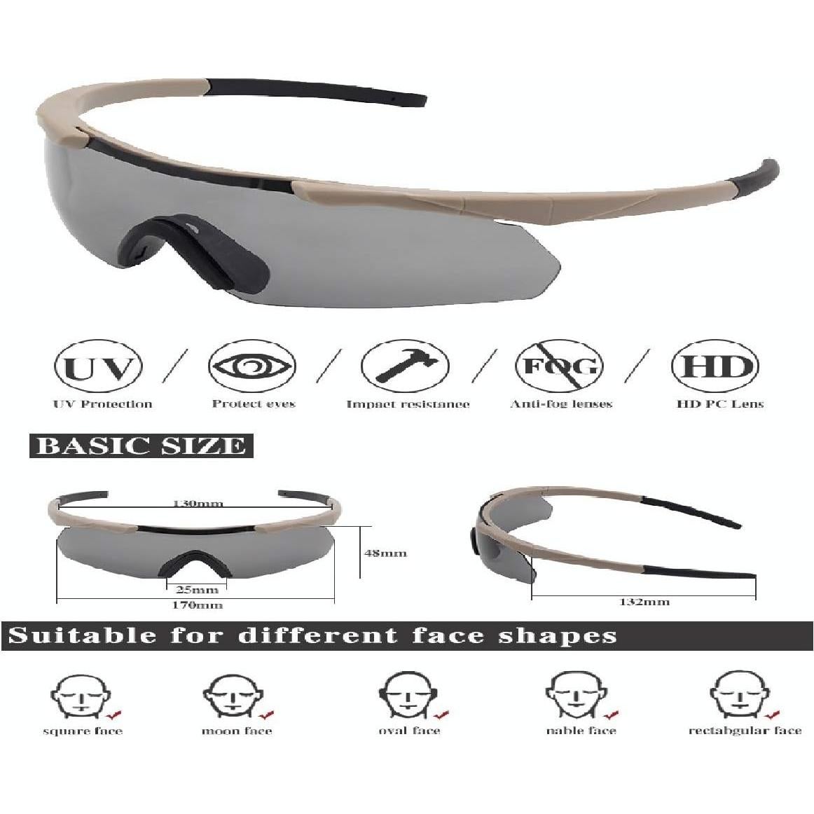 Gafas Tácticas GALAXYLENSE con 3 Lentes Reemplazo