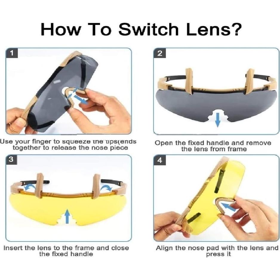 Gafas Tácticas GALAXYLENSE con 3 Lentes Reemplazo