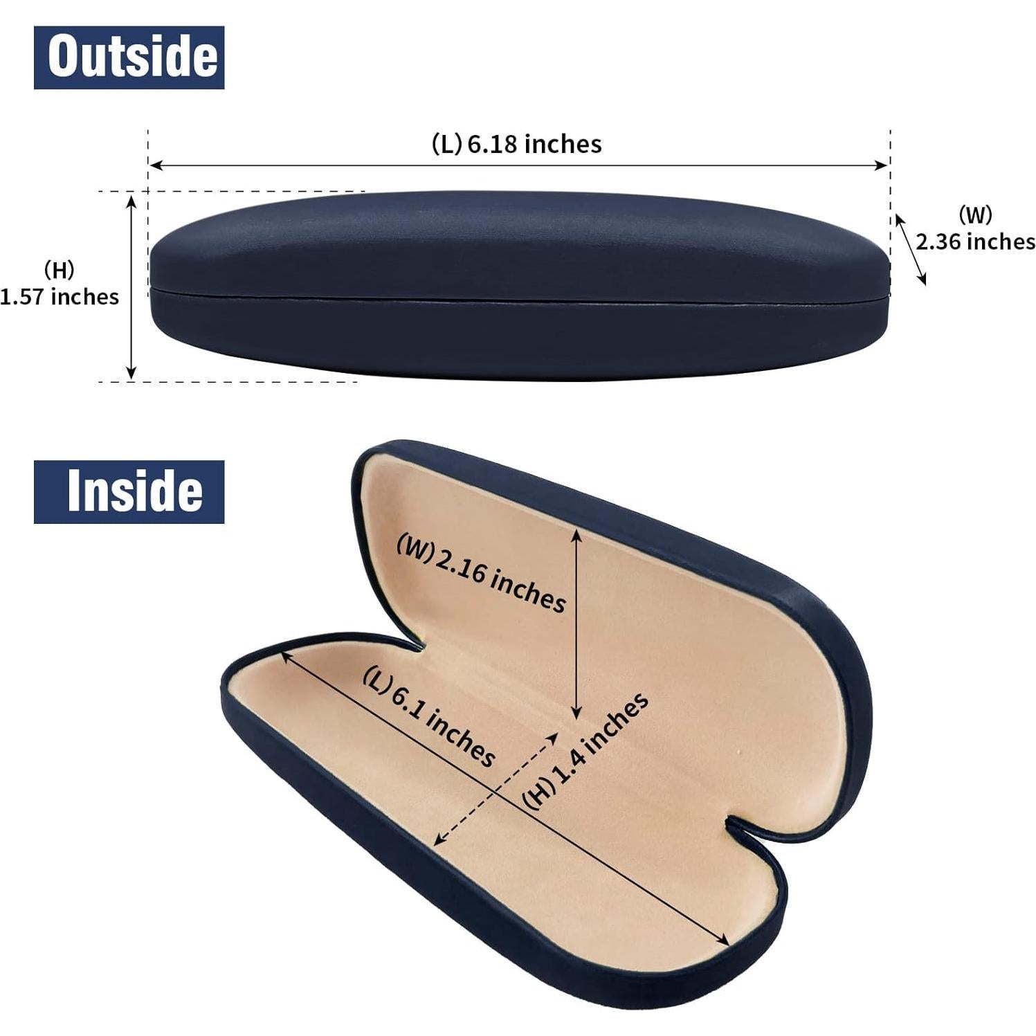 Estuche Duro para Gafas Marvolia - PU Cuero Azul Oscuro