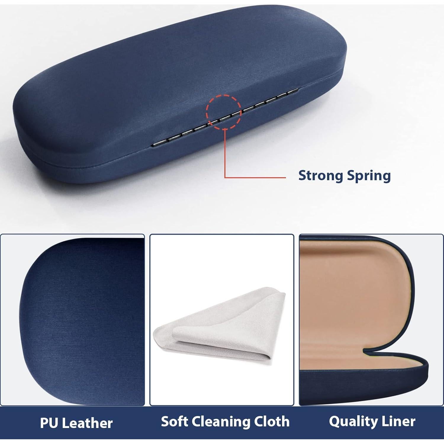 Estuche Duro para Gafas Marvolia - PU Cuero Azul Oscuro