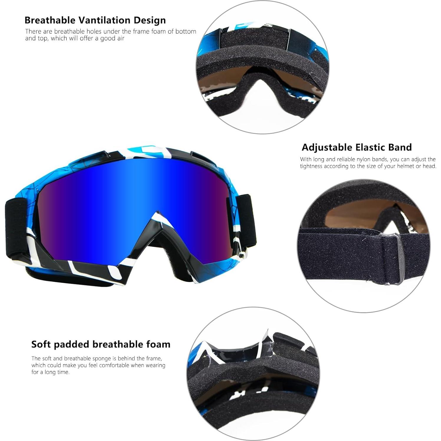 Gafas de Motocross 2Pack YG Azul UV para Adultos y Niños