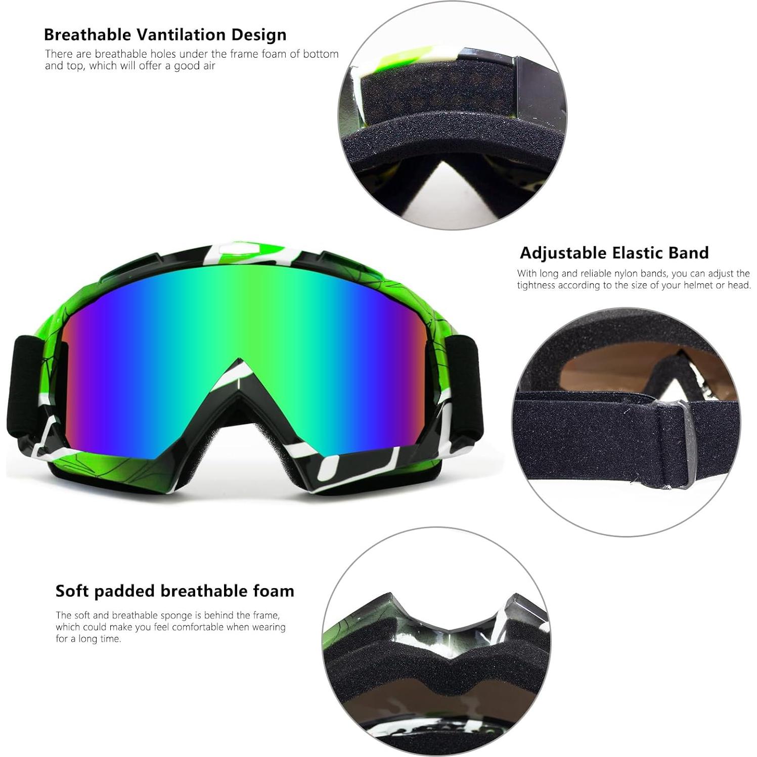 Gafas de Motocross 2Pack UV Ajustables para Adultos y Niños