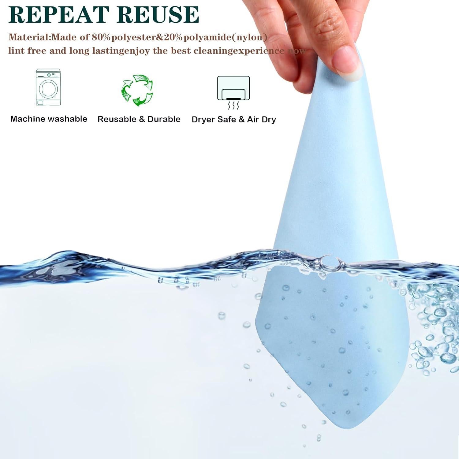 Paquete de 8 Paños Microfibra ADBGV 18x15cm Multicolor