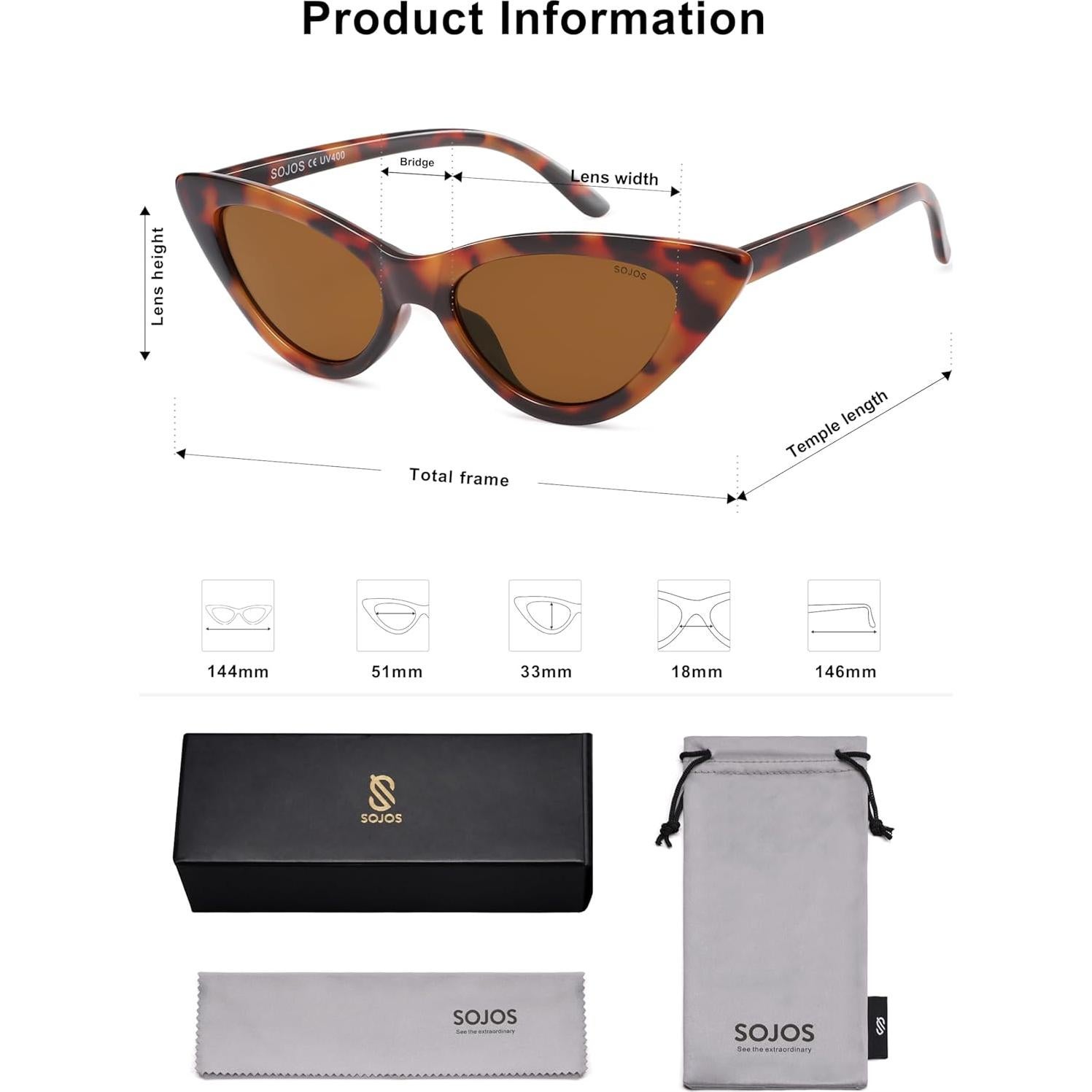 Gafas de Sol Sojos SJ2044 Ojo de Gato UV400 Mujeres