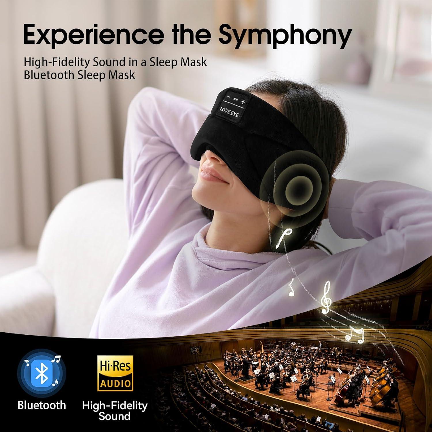 MÁS AMOR Máscara de Ojos Bluetooth 5.4 con Altavoces HD