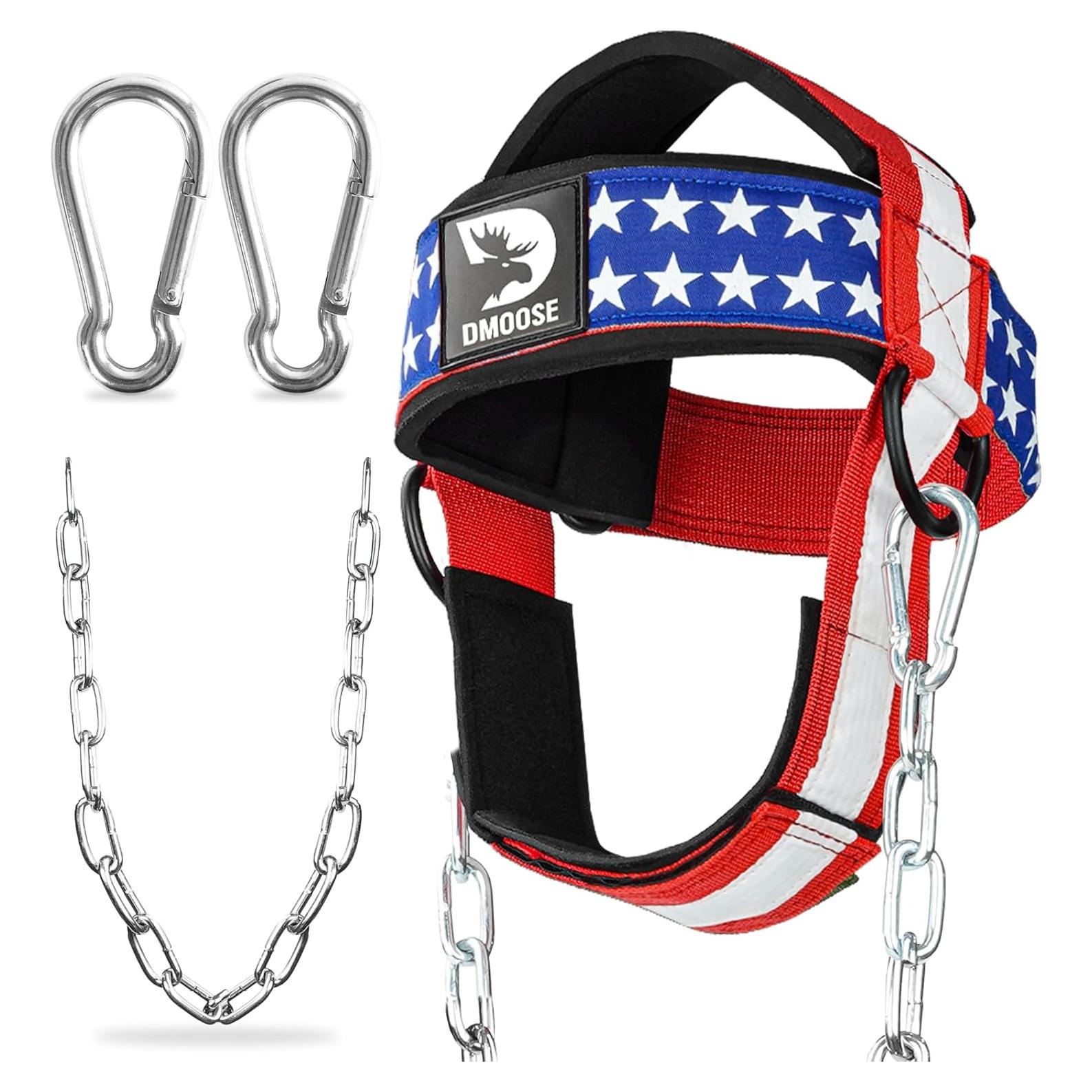 Arnés de Cuello DMoose Fitness para Levantamiento de Pesas - Acolchado y Cadena de Acero 76.2 cm