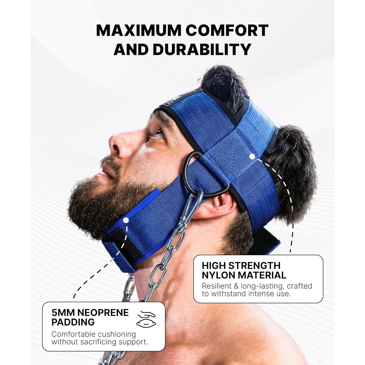 Arnés de Cuello DMoose Fitness para Levantamiento de Pesas - Acolchado y Cadena de Acero 76.2 cm