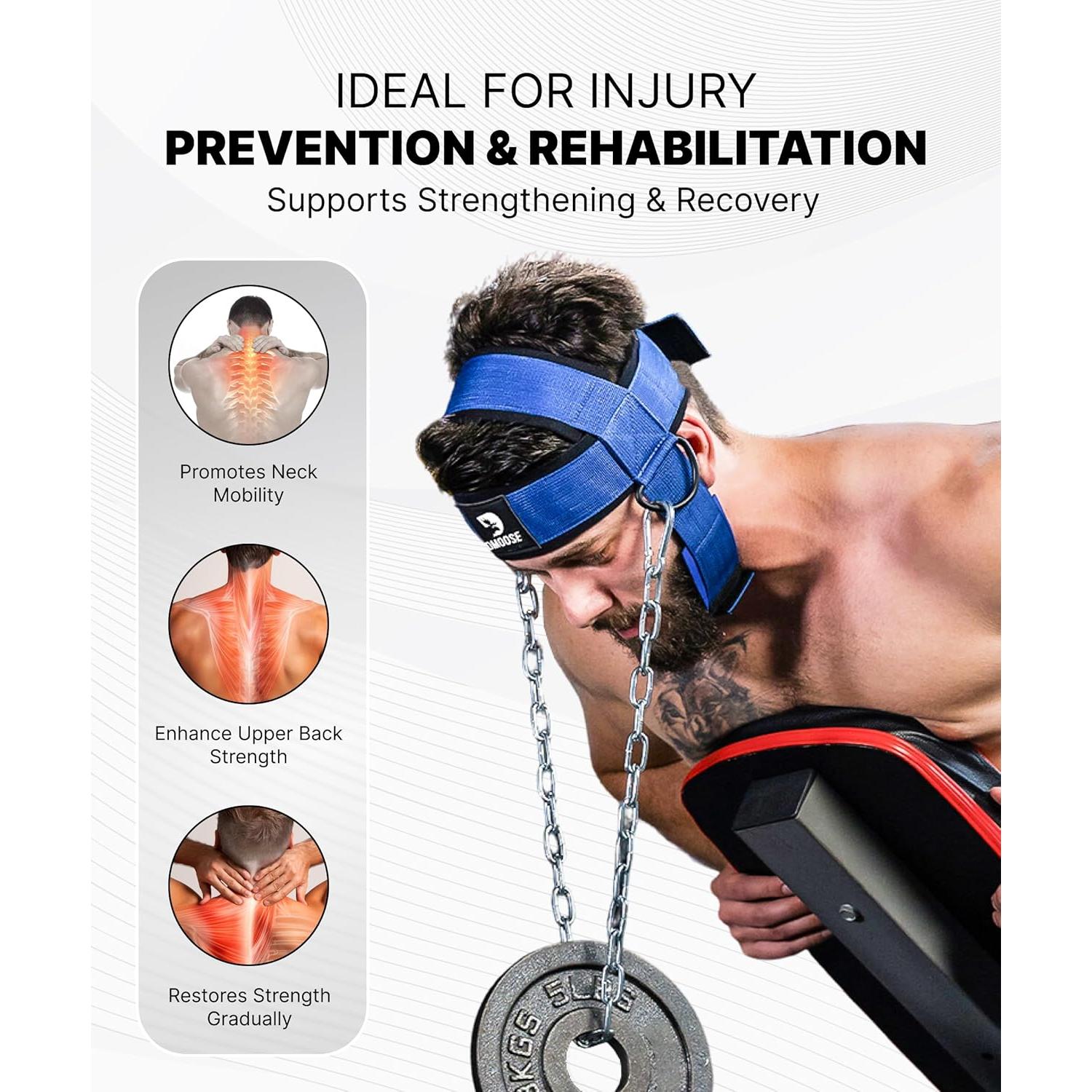 Arnés de Cuello DMoose Fitness para Levantamiento de Pesas - Acolchado y Cadena de Acero 76.2 cm