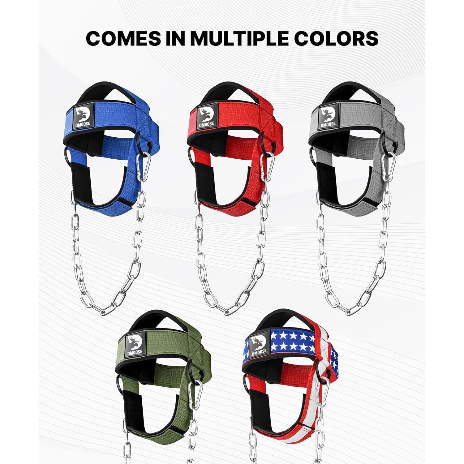 Arnés de Cuello DMoose Fitness para Levantamiento de Pesas - Acolchado y Cadena de Acero 76.2 cm