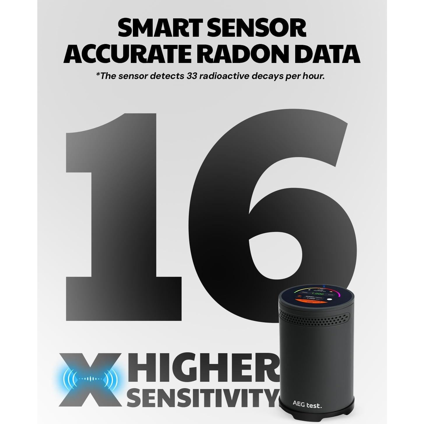 Detector de Radón HOUND-3699 AEGTEST - Pantalla Táctil Color