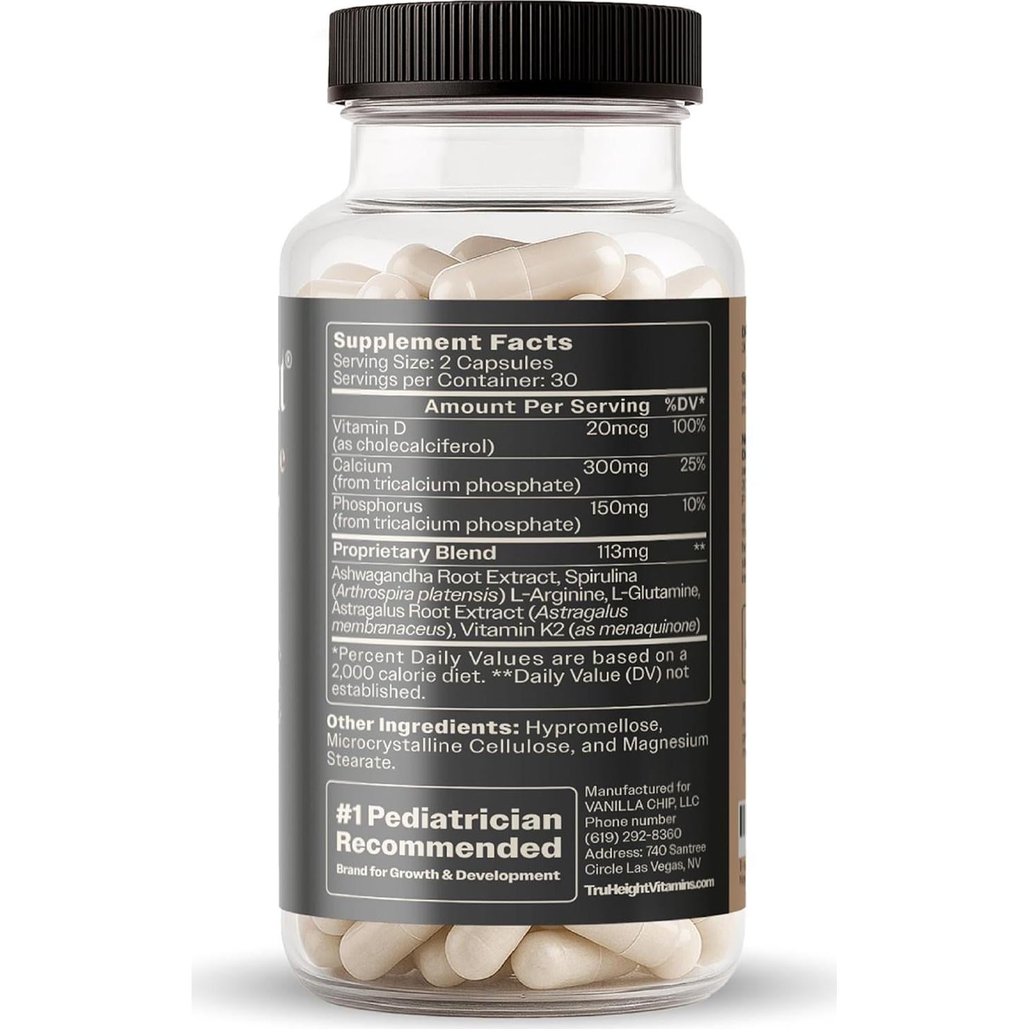 Cápsulas de Crecimiento TruHeight 60 Unidades - Suplemento Natural para Niños y Adolescentes