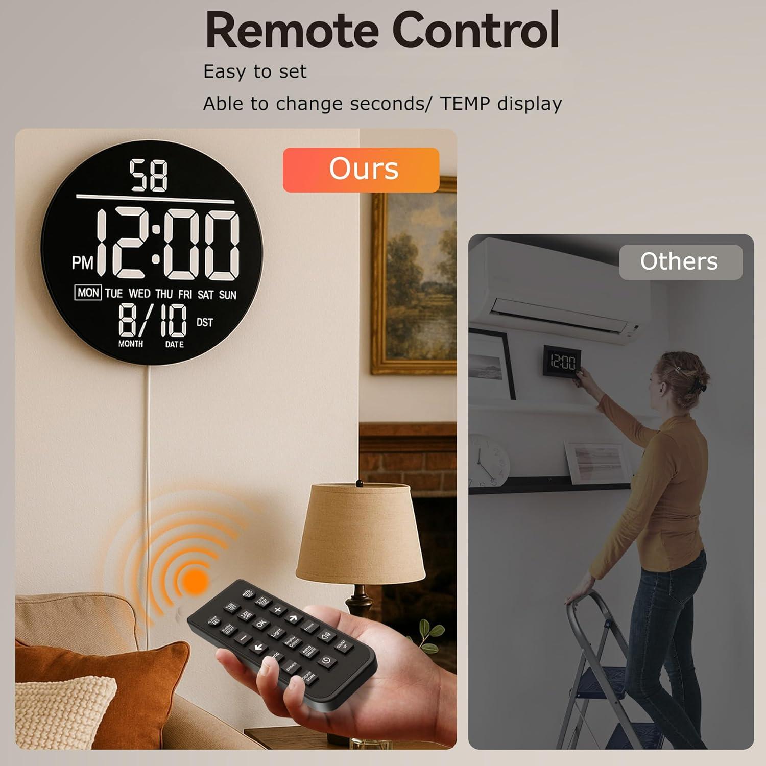 Reloj de Pared Digital JALL PH10 25.4cm LED RGB con Alarma