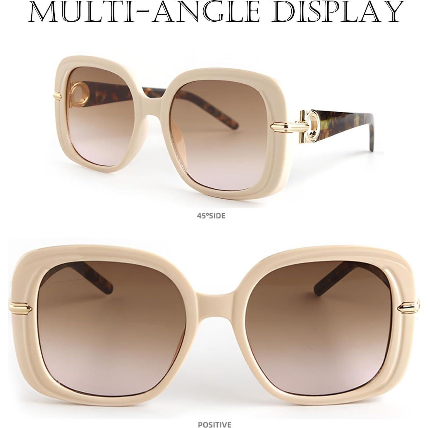 Gafas de Sol Cuadradas UV400 Moda Unisex Beige Marrón