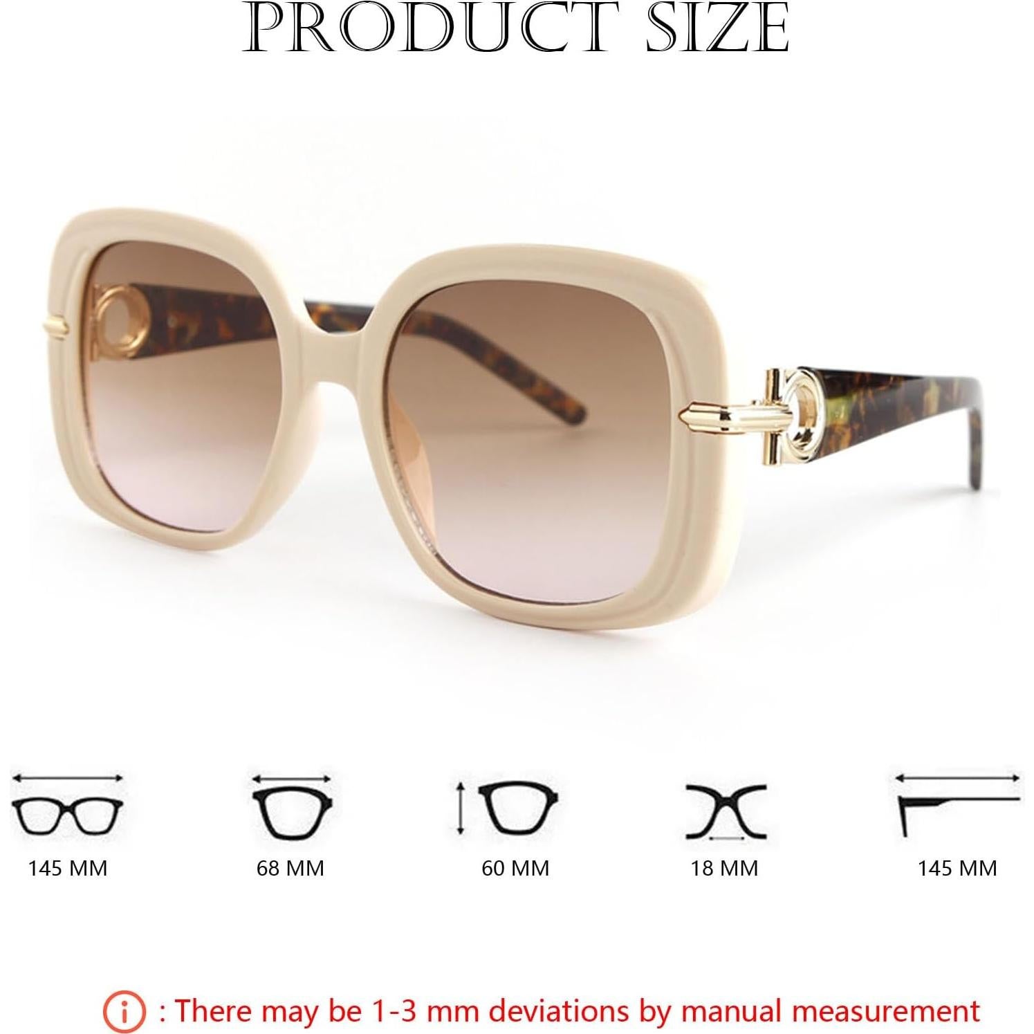 Gafas de Sol Cuadradas UV400 Moda Unisex Beige Marrón