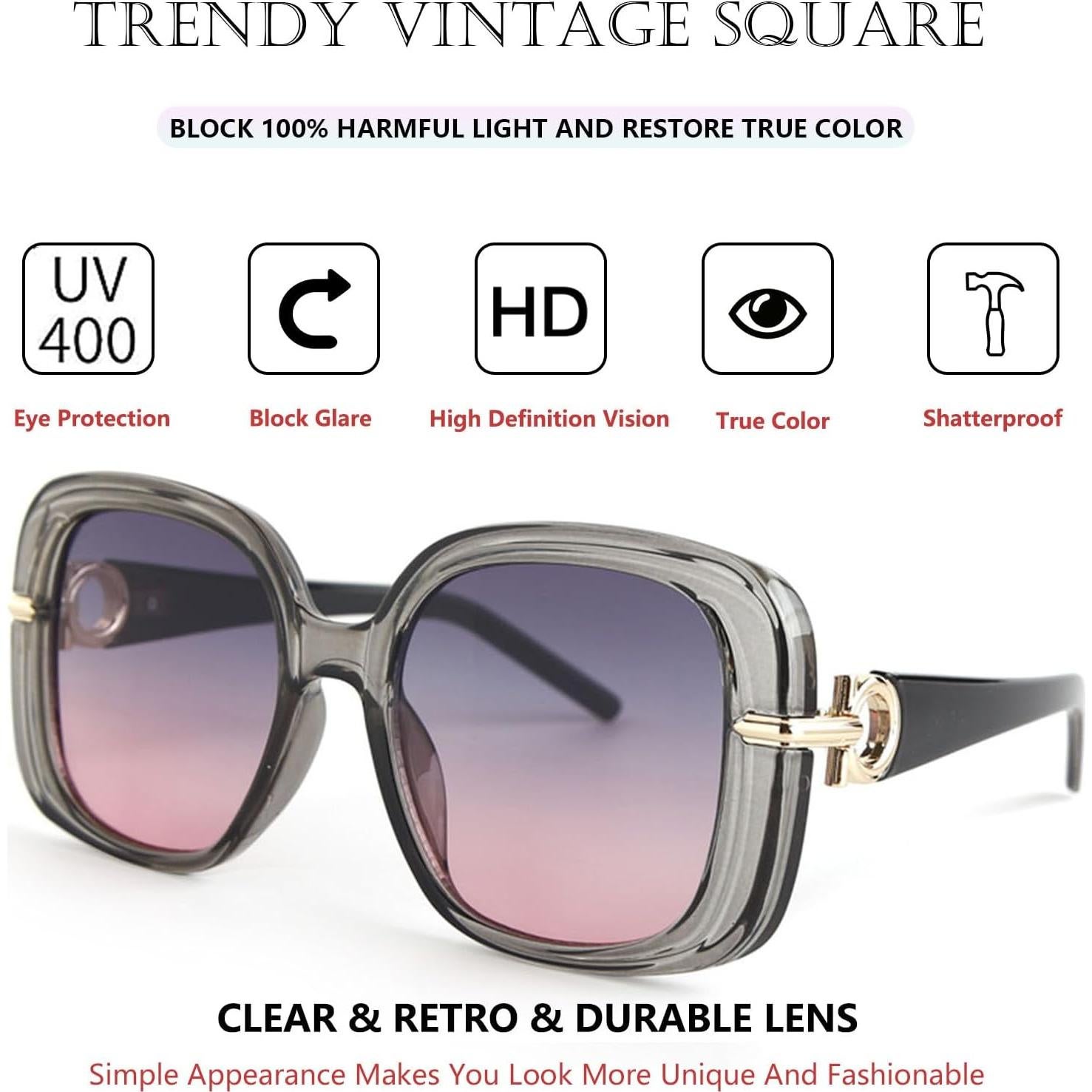 Gafas de sol cuadradas UV400 para hombres y mujeres - Moda