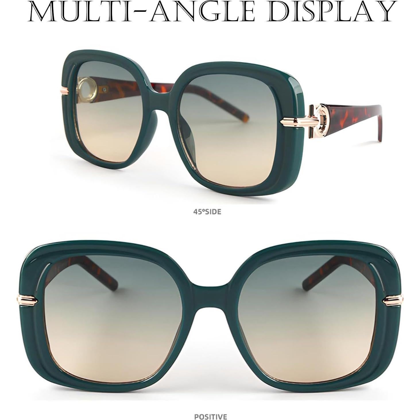 Gafas de sol cuadradas UV400 para hombres y mujeres - Verde M2