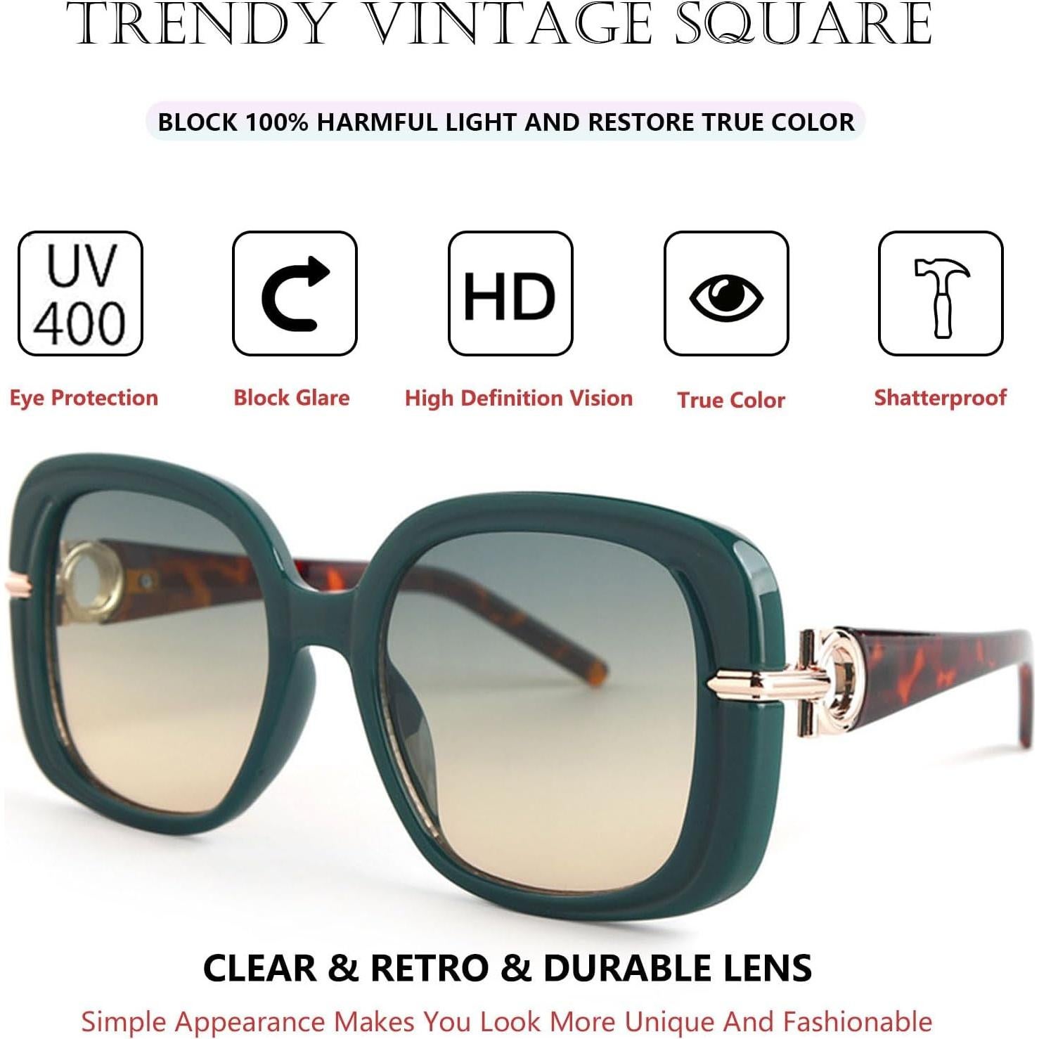 Gafas de sol cuadradas UV400 para hombres y mujeres - Verde M2