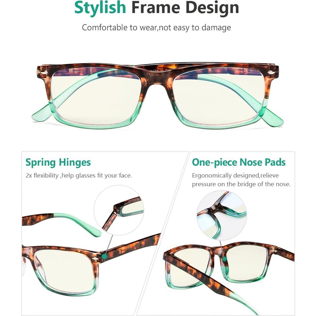 Gafas de lectura Eyekepper tortuga-verde 1.5x anti luz azul