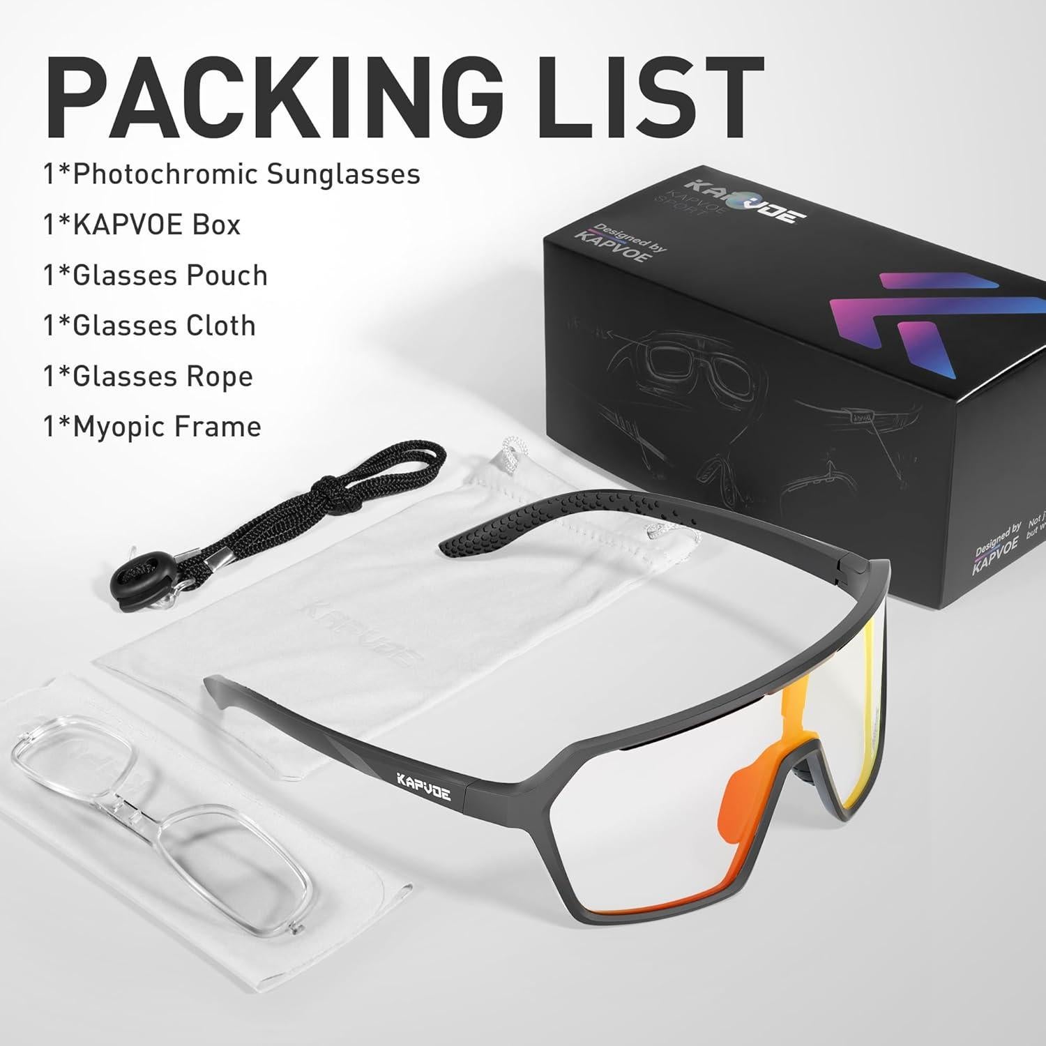 Gafas de Ciclismo KAPVOE K335 Fotoquímicas UV400