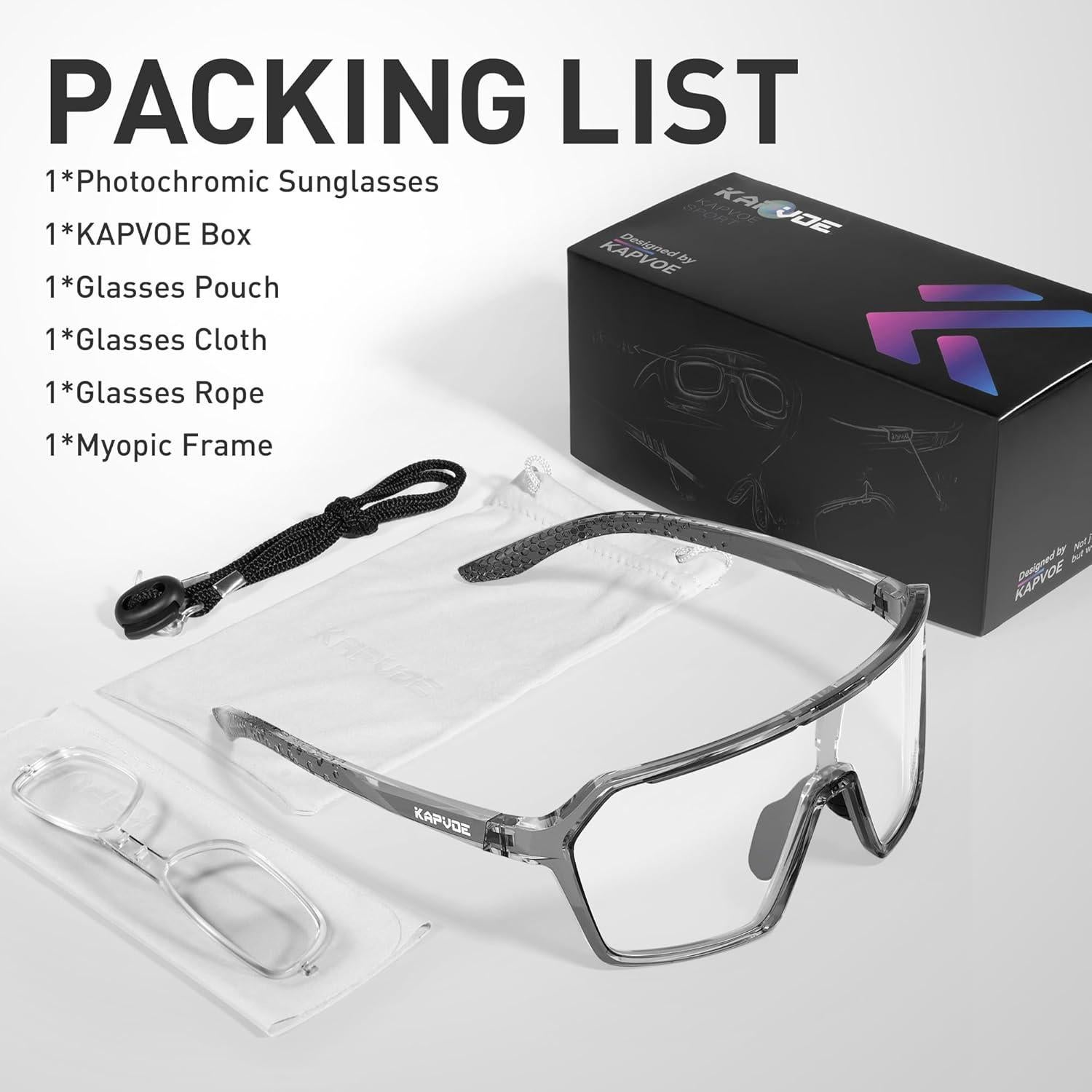 Gafas de Ciclismo KAPVOE K335 Fotoquímicas UV400