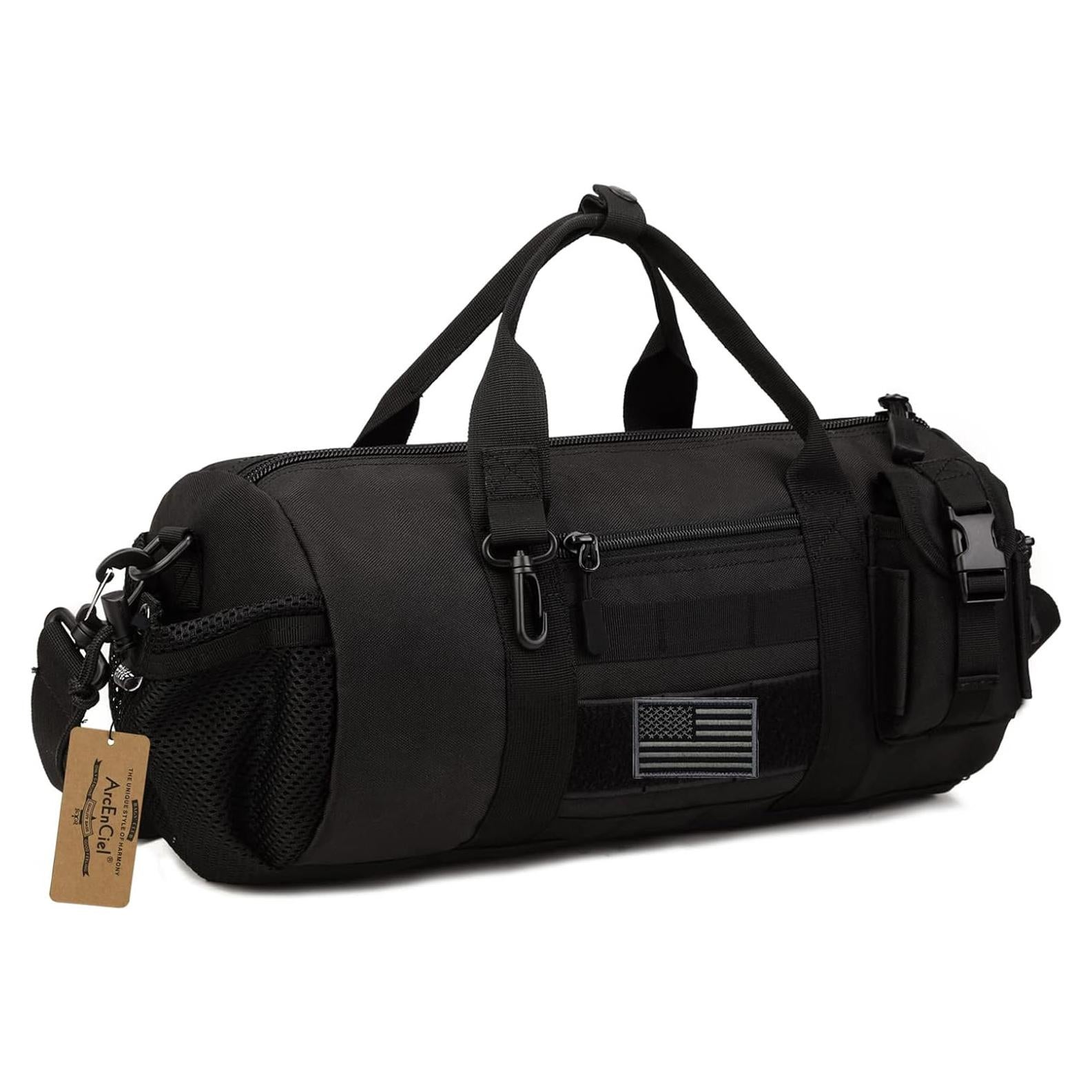 Bolsa Duffle Táctica ArcEnCiel Negra 38.6x19.8x18.8cm