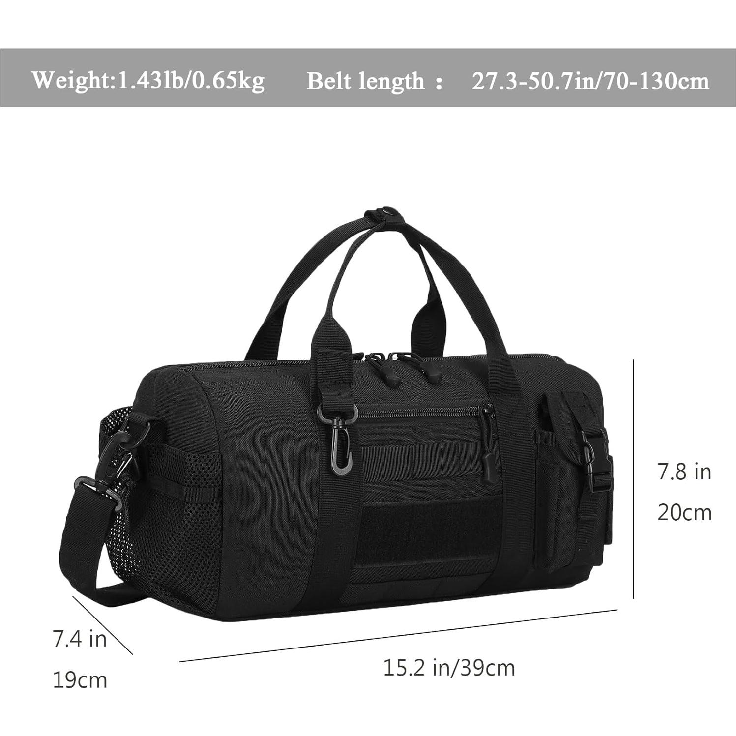 Bolsa Duffle Táctica ArcEnCiel Negra 38.6x19.8x18.8cm