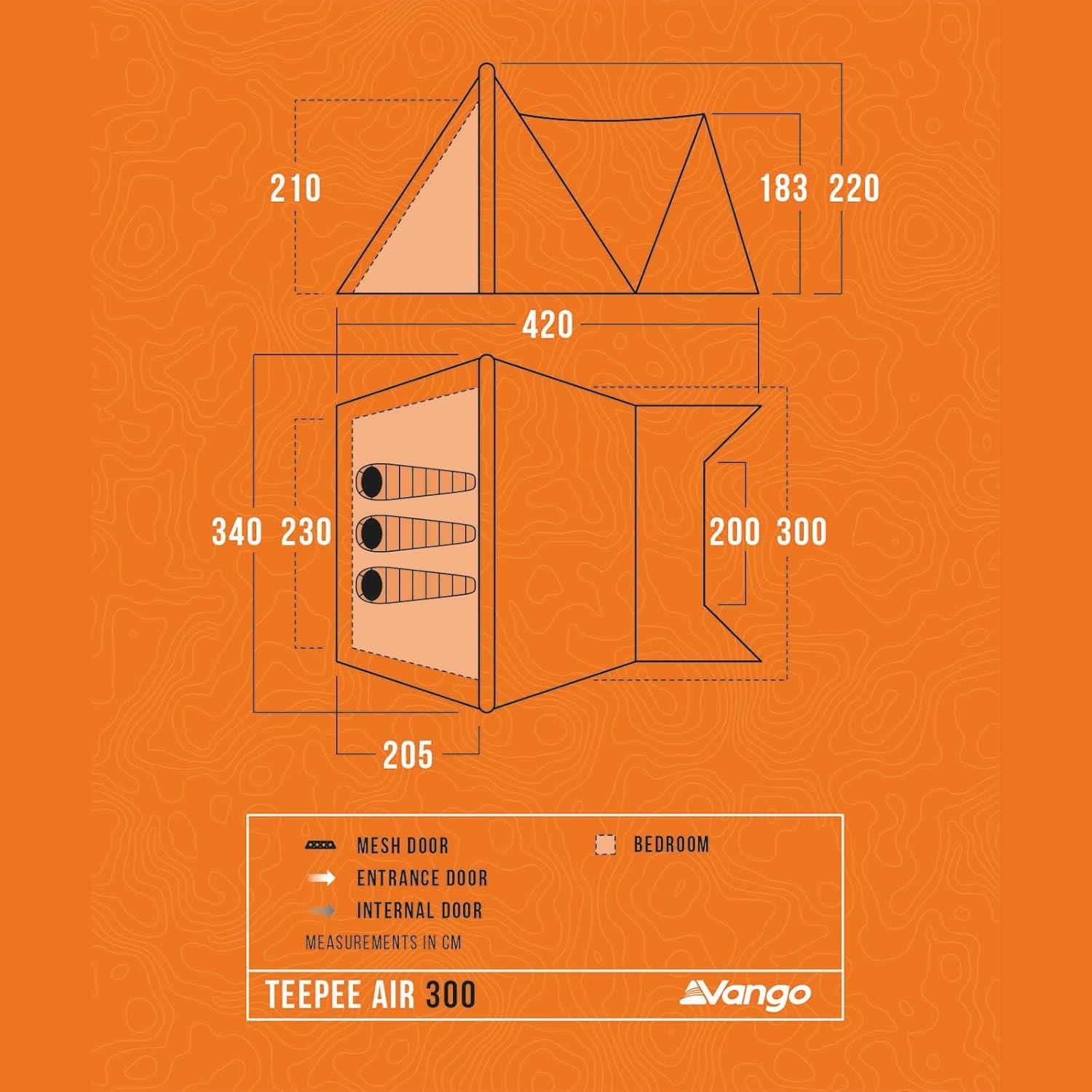 Tienda Tipi Vango Teepee Air 300 para 3 Personas