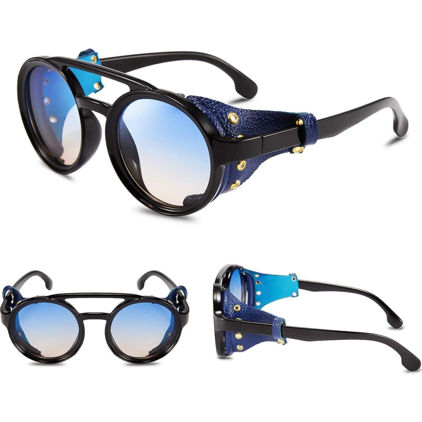 Gafas de Sol Steampunk FEISEDY Retro Azul UV400