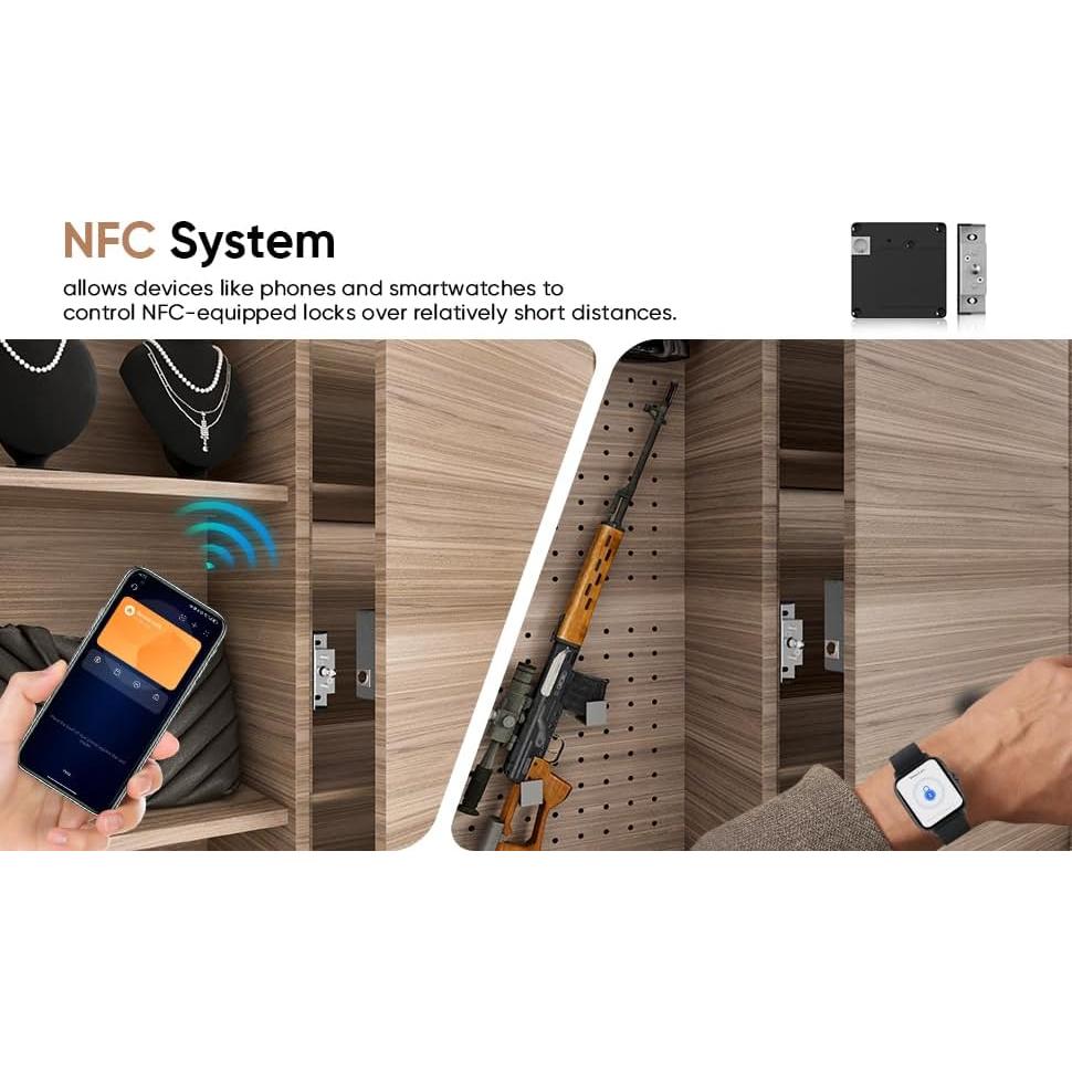 Cerradura Inteligente Bawoss para Gabinete Sin Llave, Negro