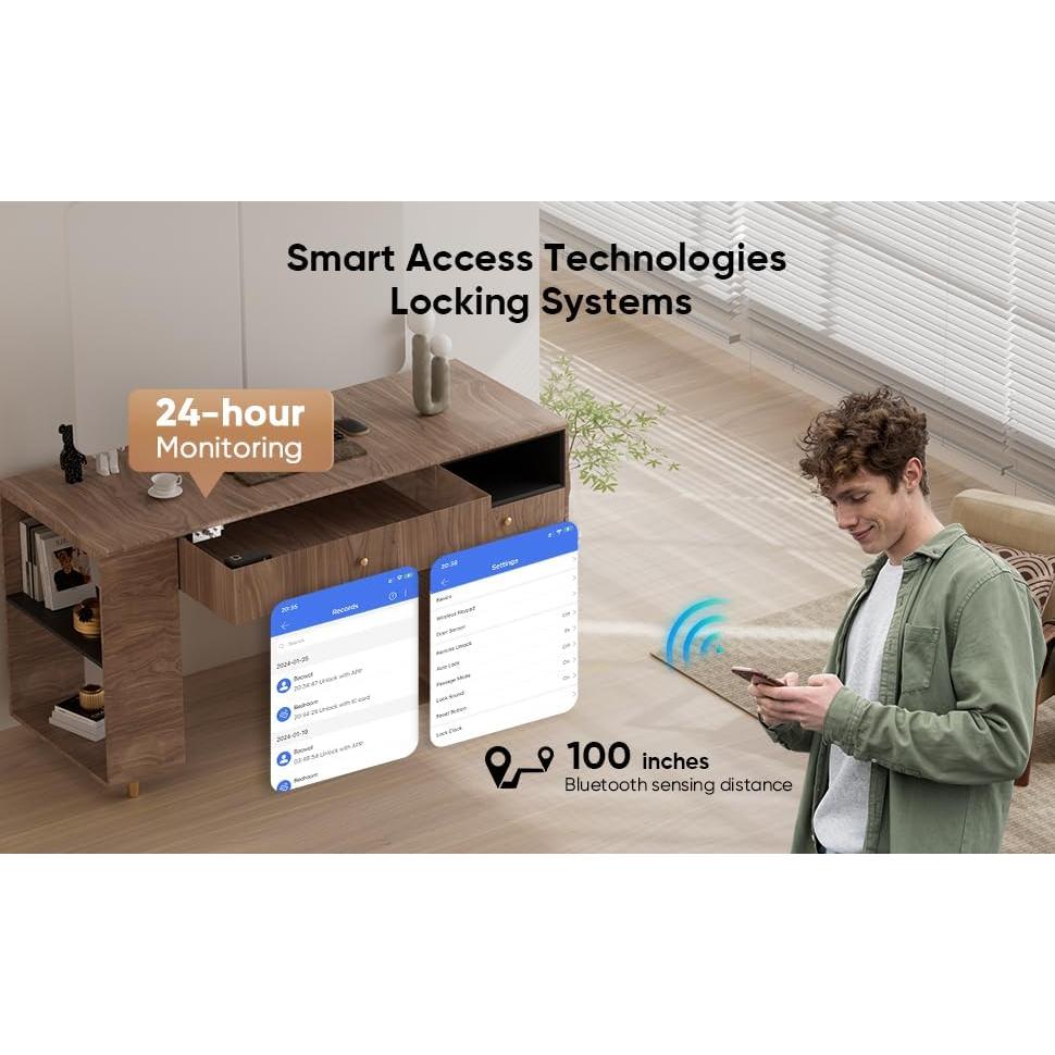 Cerradura Inteligente Bawoss para Gabinete Sin Llave, Negro