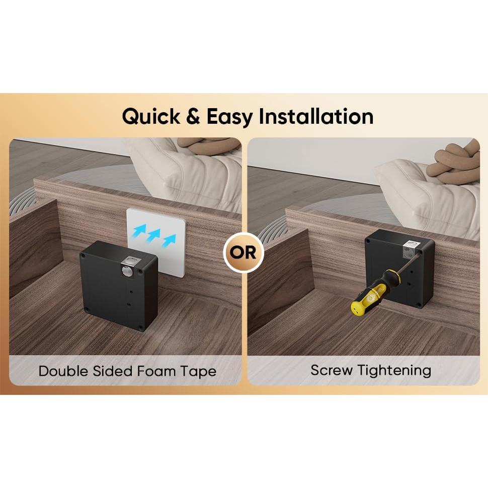 Cerradura Inteligente Bawoss para Gabinete Sin Llave, Negro