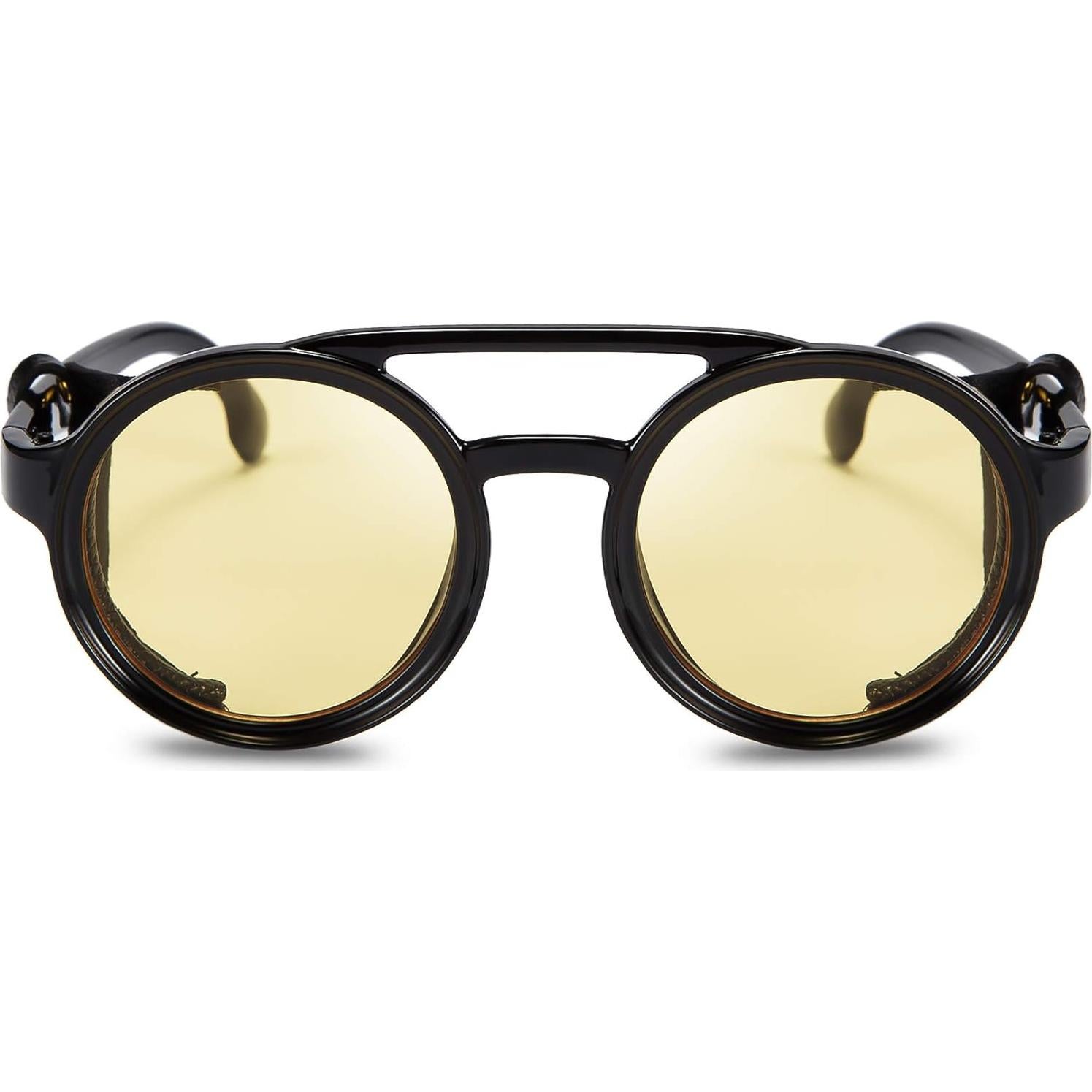 Gafas de Sol Steampunk FEISEDY Retro Lentes UV400 Amarillo